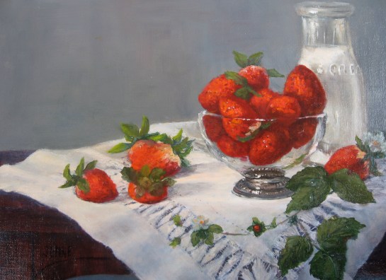 Just Picked Strawberries with Cream11''x14''